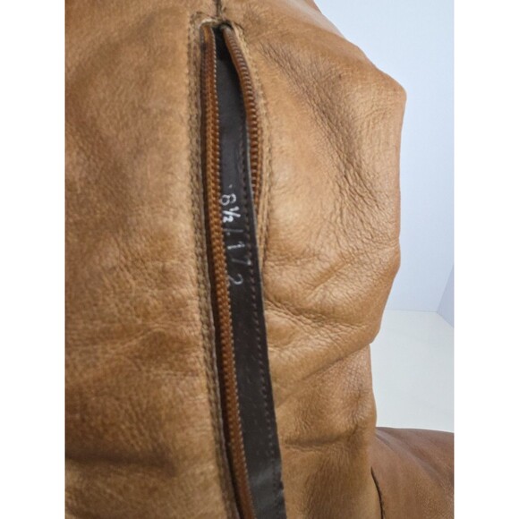 Steven Madden Light Brown Cognac Leather Riding Boots W Side Zip Sz 8.5 - Picture 12 of 14